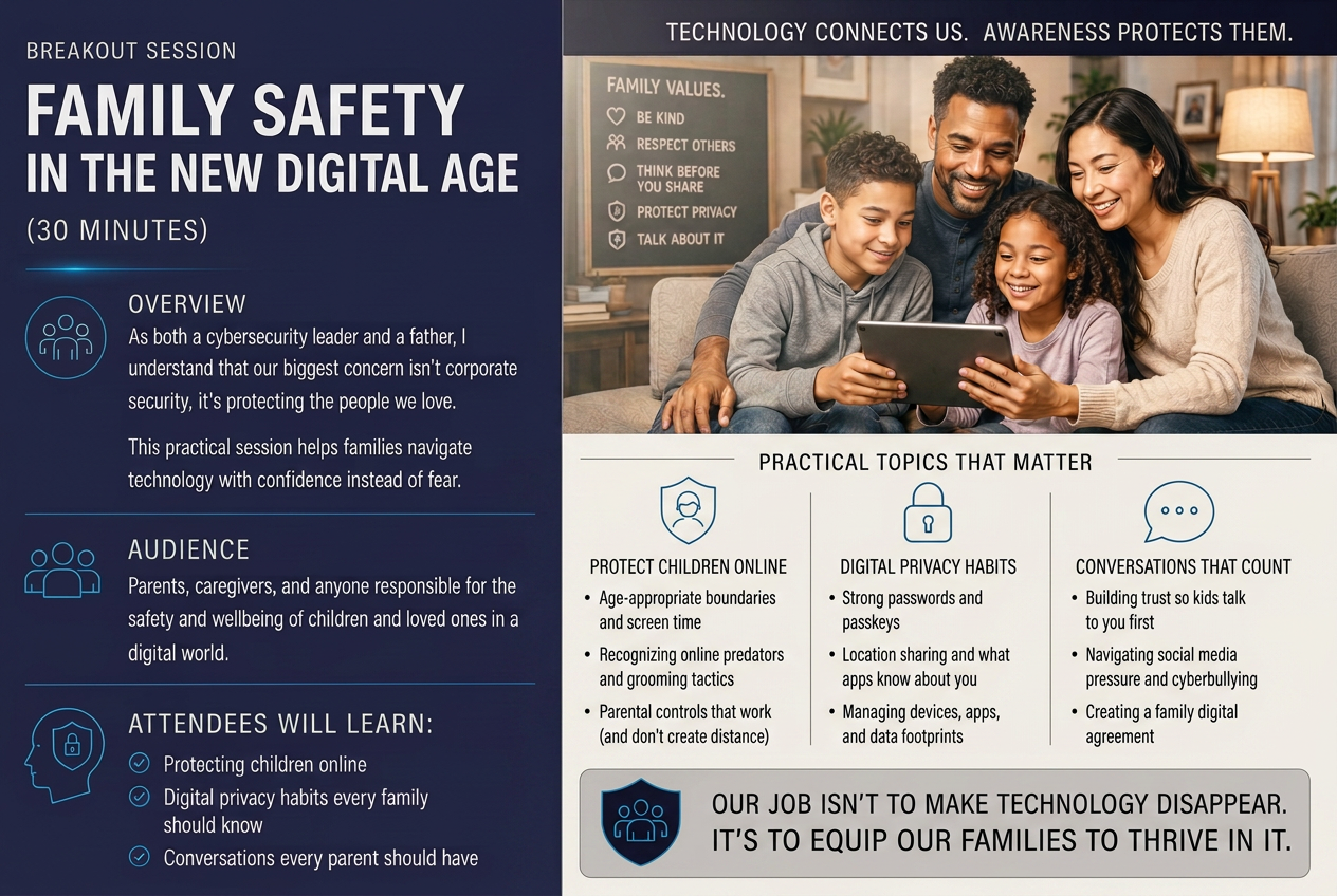 Family Safety in the New Digital Age breakout — family exploring technology together with shared values.