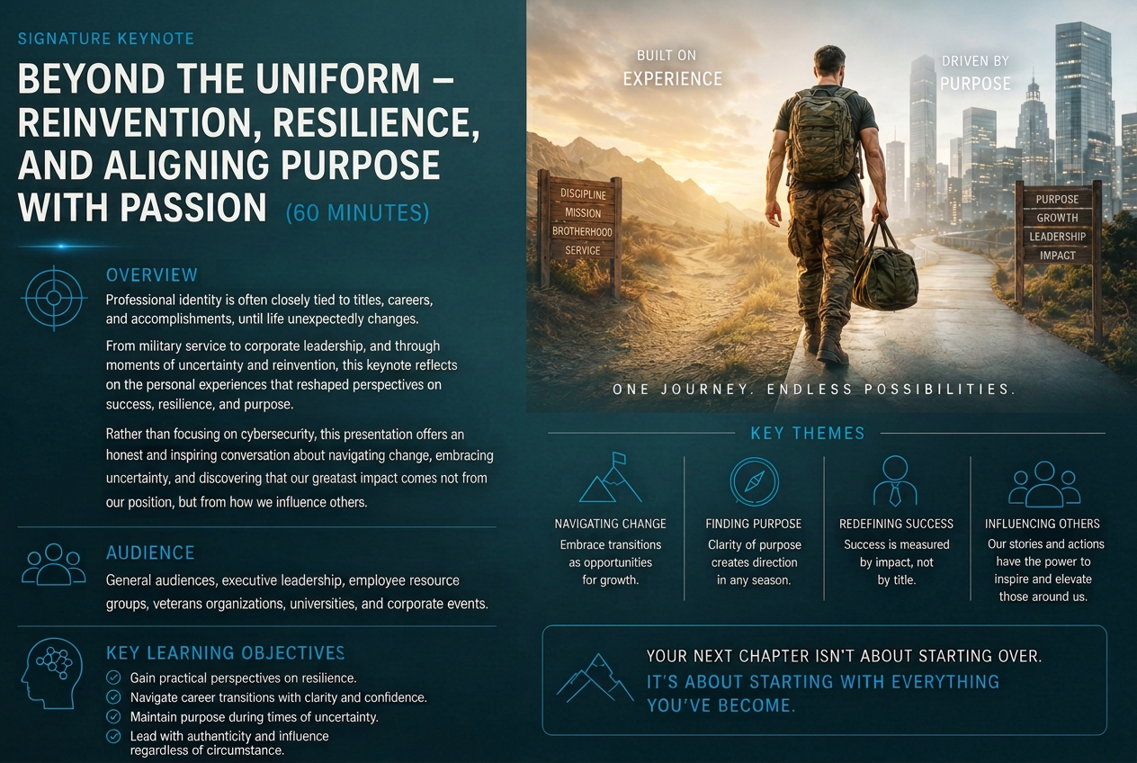 Beyond the Uniform keynote — reinvention, resilience, and aligning purpose with passion.